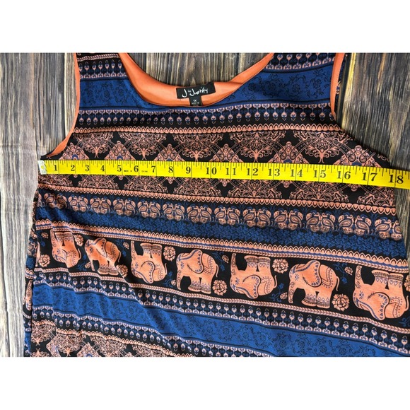J for Justify Maxi Dress Women 1X Blue Orange Elephant Print Sleeveless Boho - Picture 5 of 9